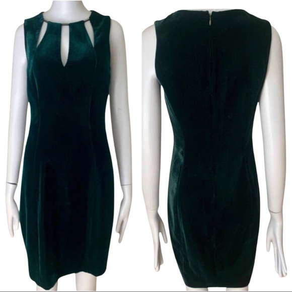 ELIE TAHARI Velvet Green Sleeveless Sheath Dress Cut Out Cocktail Party Size 0 - Picture 5 of 16